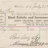 Digital image: Billhead of Hauser & Bruggeman, Real Estate and Insurance Agents, 79 Hudson St., Hoboken, July 26, 1887.