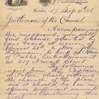 Letter of veto from Mayor Edward R. Stanton, Hoboken, to City Council re license for Mrs. John Finnan, to keep a House of Public Entertainment, 217 Newark St., Sept. 4, 1891.