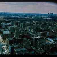 Color slide of aerial view from Hudson and 3rd looking S