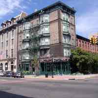 Digital images, 3, of exterior of Elysian Cafe, 1001 Washington St. with grand opening bunting, Hoboken, August 5, 2004.