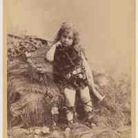 Cabinet photo of young boy in Teutonic costume; imprinted: "Alvary, Jr., as Siegfried." Dimmlers, Hoboken, n.d., ca. 1880-1891.