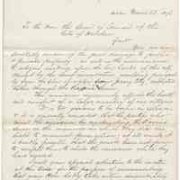 Digital image, document: Letter by Mayor Joseph Russell to City Council re water drainage problem, Ravine Sewer, Hoboken, March 27, 1876.