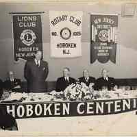 B+W photo of club luncheon on the occasion of the Centennial of Hoboken, Hoboken, 1955.