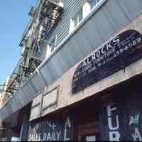 Color slide of buildings on or near First and Clinton Sts., Hoboken, ca. 1983-84.