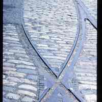 Color slide of trolley tracks.