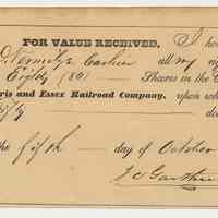 Receipts, 2: for the sale / transfer of shares of Morris & Essex R.R. stock, 1855 & 1856.