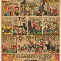 Ad, Tootsie Roll: Captain Tootsie Saves the School Party. (Sweets Co. of America, Hoboken); ca. 1941-1947.