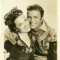 Sinatra photo: Frank Sinatra & Kathryn Grayson in costume for film "The Bribe,"; studio publicity still, L.A. or Hollywood, Feb. 16, 1949.