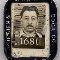 Photo identification badge of Joseph Santancello for the Tietjen and Lang Dry Dock Co., no date, ca. 1920.