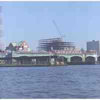 Color photo of Erie Lackawanna Terminal from Hudson River, Hoboken, n.d., ca. 2000.