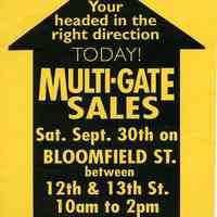          Gate Sale 015. 09-30-1995 Bloomfield St. Between 12th + 13th Sts.
   