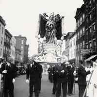 B+W photos, 2, of procession during Feast of the Madonna Dei Martiri, Hoboken, n.d., ca. 1935-1937.