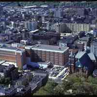 Color aerial photo of Saint Mary Hospital, Hoboken, circa 1977-1978.