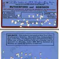 Ticket, transportation: Erie Lackawanna Railroad Co., Restricted Monthly Commutation Ticket, between Rutherford & Hoboken, Dec. 1964.