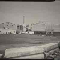 B+W photo of former Maxwell House Coffee plant exterior, overview from east, Hoboken, 2003.