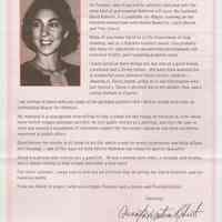 Printed political campaign letter by Anna LaMastra Roberts on behalf of husband David Roberts campaign for Hoboken Mayor, 2001.