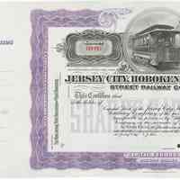 Stock Certificate: Jersey City, Hoboken And Paterson Street Railway Company.