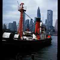 Color slide of a fireboat on the Hudson River.