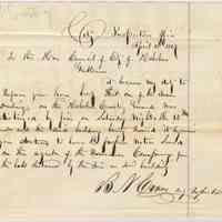 Letter from City Inspector to City Council, Hoboken, April 15, 1867 informing them of house at Hoboken Cemetery ground destroyed by fire