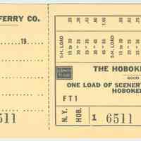Ticket, transportation: Hoboken Ferry Co.; good for passage of "One Load of Scenery or Properties over Hoboken Ferries." N.d., ca. 1940-1950. Unused.