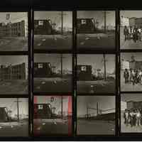 B+W negative contact sheet of images of Hoboken taken by John Conn. no date, [1976].