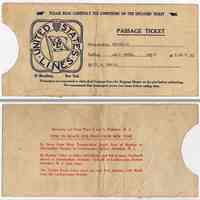 Envelope: Passage Ticket, United States Lines, S.S. Republic, Miss H. Cahill, Sailing July 3, 1926 from Hoboken.