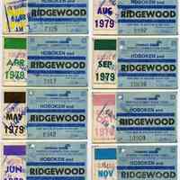 Ticket, transportation, 11: Conrail Monthly Commutation Ticket, between Hoboken & Ridgewood, Jan.-Feb.; April to Dec. 1979.