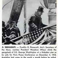 Reference image: President Woodrow Wilson ascending gangway of the S.S. George Washington at a Hoboken pier, Hoboken, Dec. 4, 1918.