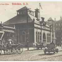 Postcard: River Street with Post-Office, Hoboken, N.J. No date, circa 1901-1907, unposted.
