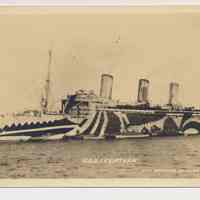 Postcard: U.S.S. Leviathan. [War camouflage.] Issued Hoboken. No date, circa 1917-1919; unposted.