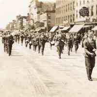 Digital image of photo of the Hoboken Playgrounds Field Band marching on Washington St., Hoboken, no date, circa 1940.