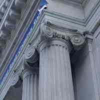 Digital images, 3, of column details on Commerce Bank building, SE of Newark & Hudson Sts., Hoboken, Aug. 8, 2004.