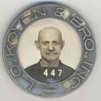 Photo identification badge of John Schmidt from L.O. Koven & Bro., Inc., [Jersey City], no date, ca. 1940-50.