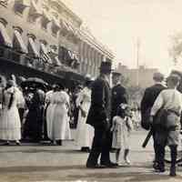 Sepia tone photo of assembly point for 3rd Annual Hoboken Baby Parade, 5th & Garden Sts., Hoboken, Sept. 8, 1915.