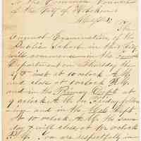 Letter of invitation from Seba Bogert, Supt. of Schools, Hoboken & Jonas B. Davis, Principal, to City Council, Oct. 24, 1859, for Annual Examination of Public School.