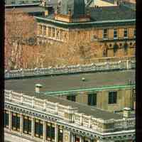          Color slide of aerial view of the Hoboken Public Library rooftop at 500 Park in the background and the A.J. Demarest Junior High (Hoboken Middle School) rooftop at 158 4th in the foreground picture number 1
   