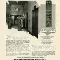 Ad, magazine: Why Have 600 to 800 elevator speeds and 5 to 10 second stop delays? Elevator Supplies Company, Inc., Main Offices and Works, Hoboken, N.J. 1930.