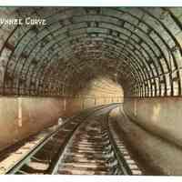 Digital image of Hudson & Manhattan R.R. postcard titled: Hudson Tunnel Curve. No date, ca.1909.