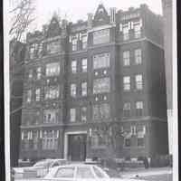 B&W photo of apartment building a 53 Duncan Avenue, Jersey City.