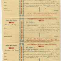 Volunteer Relief Certificate, Hoboken 1861. Printed sheets with 3 uncut, un-unnumbered blank forms.