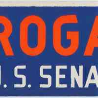 Car bumper sticker: Grogan for U.S.Senator, no place (Hoboken), [1958.]