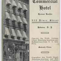 Postcard: Commercial Hotel. Herman Koehler. 212 River Street, Hoboken, N.J. N.d., ca. 1907-1914.