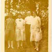 Two black-and-white photos of Paul H. Fromholtz and other people, no place (Hoboken?), no date, circa 1940-1950.