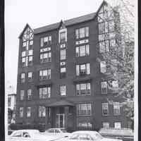 B&W photo of apartment building at 29 Bentley Avenue, Jersey City.