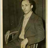 B+W photo of Joseph Scutellaro after his arrest for murder of Harry L. Barck, Overseer of the Poor, Hoboken, February 25, 1938.