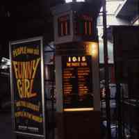 Color photo: The Phoebe Snow track gate sign, Erie Lackawanna Terminal, Hoboken, Aug. 15, 1965.