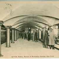 Digital image of Hudson & Manhattan R.R. postcard titled: 19th St. Station, Hudson & Manhattan Subway, New York. No date, ca. 1910.