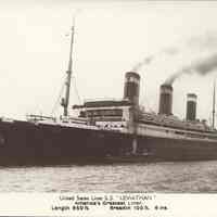 Postcard: Ship "SS leviathan", Hoboken, NJ