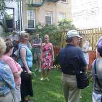 Digital color image of the gardens and people on the Secret Gardens Tour, Hoboken Historical Museum, Hoboken, June 9, 2002.