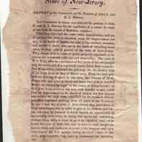 State of New Jersey. Report of the Committee on the Petition of John C. Stevens and R.L. Stevens, no date, circa 1822 or 1826.